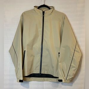 Footjoy Dryjoys women's medium beige zip front rain jacket golf gorpcore sporty